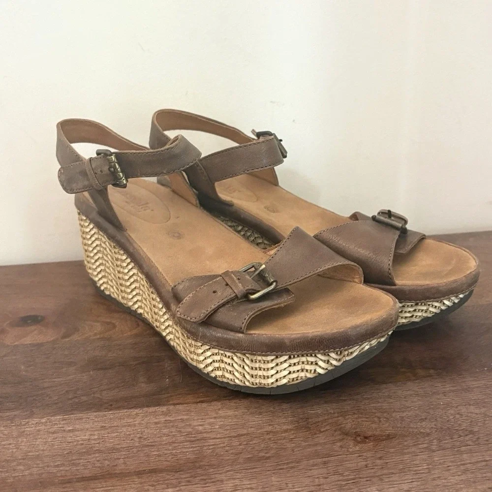 Bussola Sandals Women's 10 EU 41 Strappy Wedge Slingback Leather Trinidad Teagan